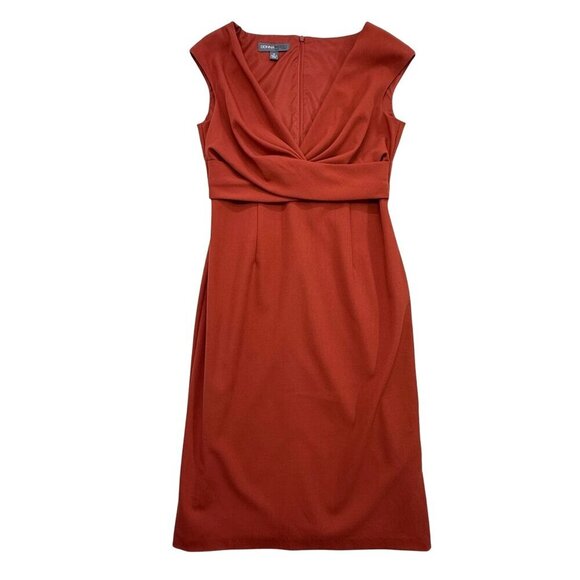 Donna Ricco Cap Sleeve V-Neck Cocktail Sheath Dress Career Burnt Orange Size 10 - Picture 3 of 12